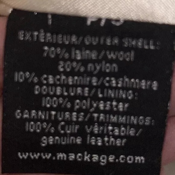 Mackage Nori Cream Wool Cashmere Long Coat with Leather Belt - Picture 15 of 16